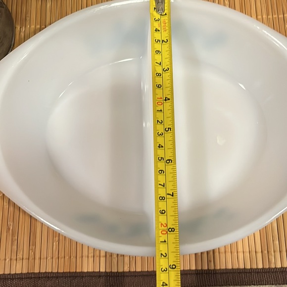 Glasbake USA Vintage Glasbake Divided Casserole with Green Pattern. - Picture 7 of 7